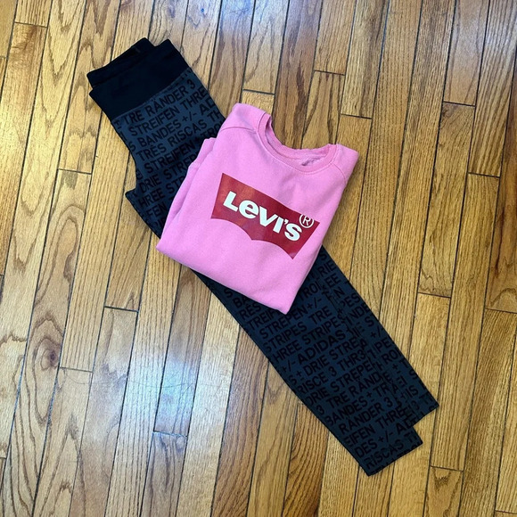 Levi’s sweatshirt & Adidas Leggings Bundle, size 11/12 - Picture 1 of 13
